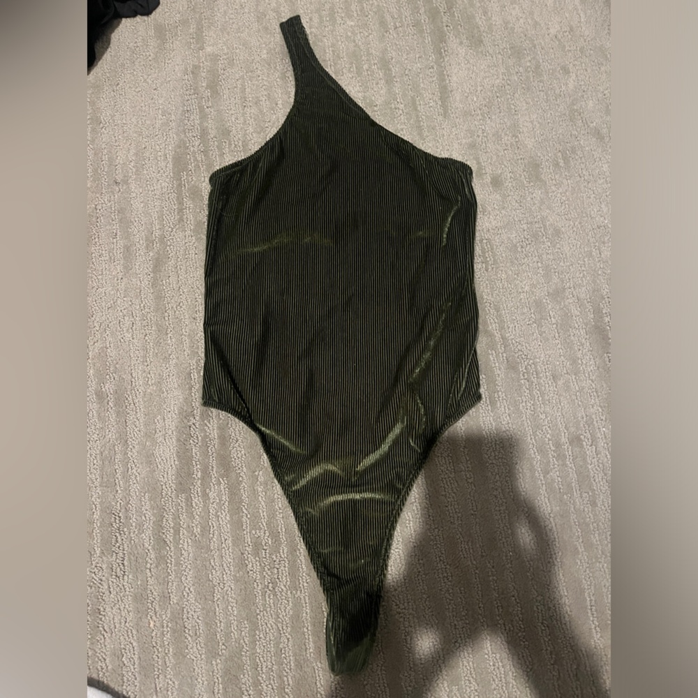 One strap suede bodysuit